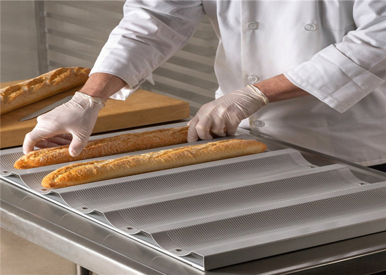 RK Bakeware China Foodservice NSF 5 لوف طاسة الخبز من الألومنيوم الزجاجية Uni Lock Baguette Pan