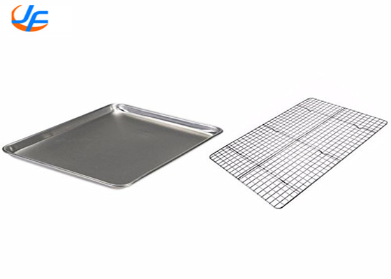 RK Bakeware الصين نصف الحجم 16 مقياس السلك في حافة ألومنيوم طبق الخبز مع رف التبريد