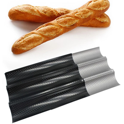 RK Bakeware الصين الخدمات الغذائية NSF القوالب الثلاثية المثقوبة باغيت طاسة الخبز الفرنسية